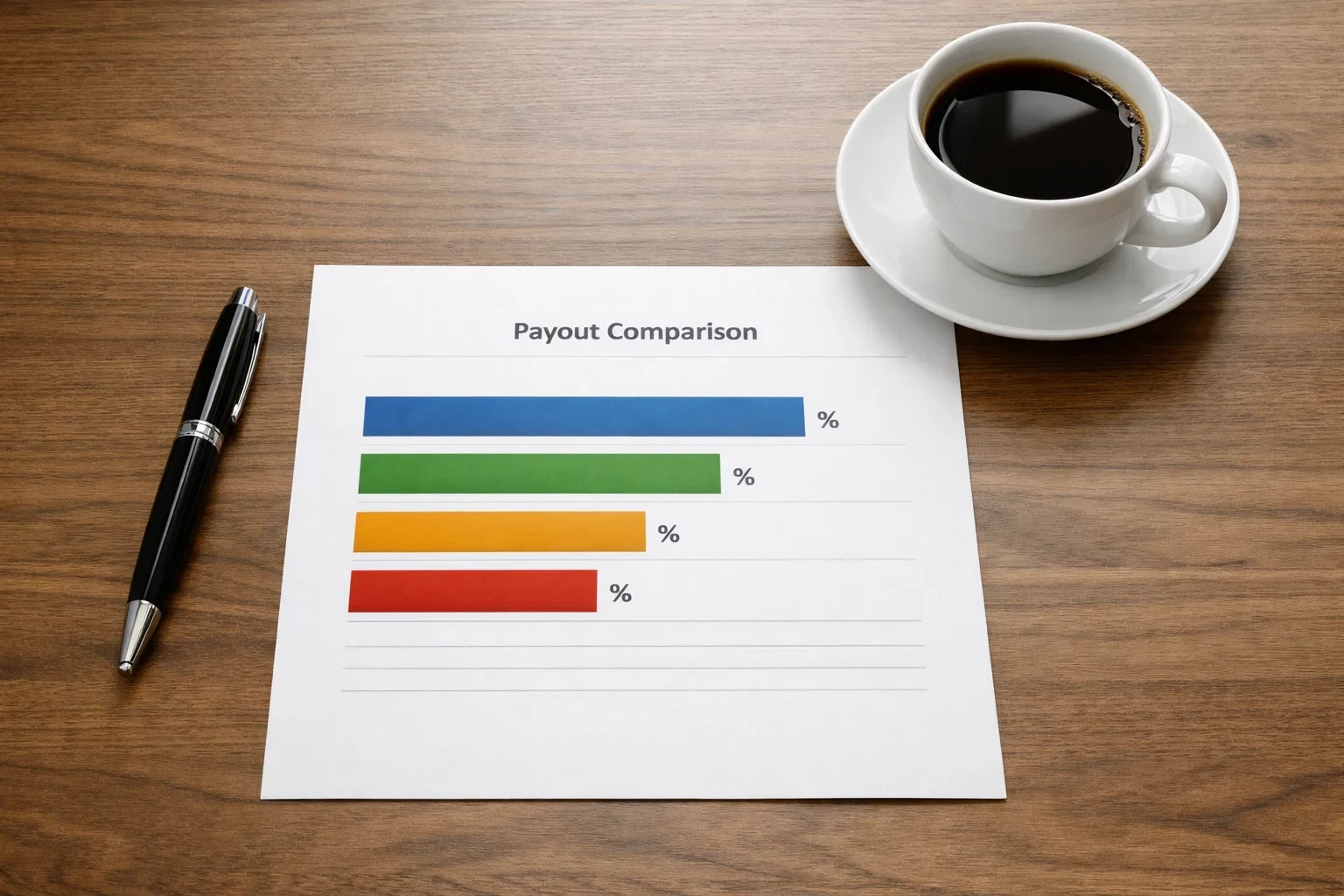 Grafico a barre che mostra percentuali di payout per diverse competizioni