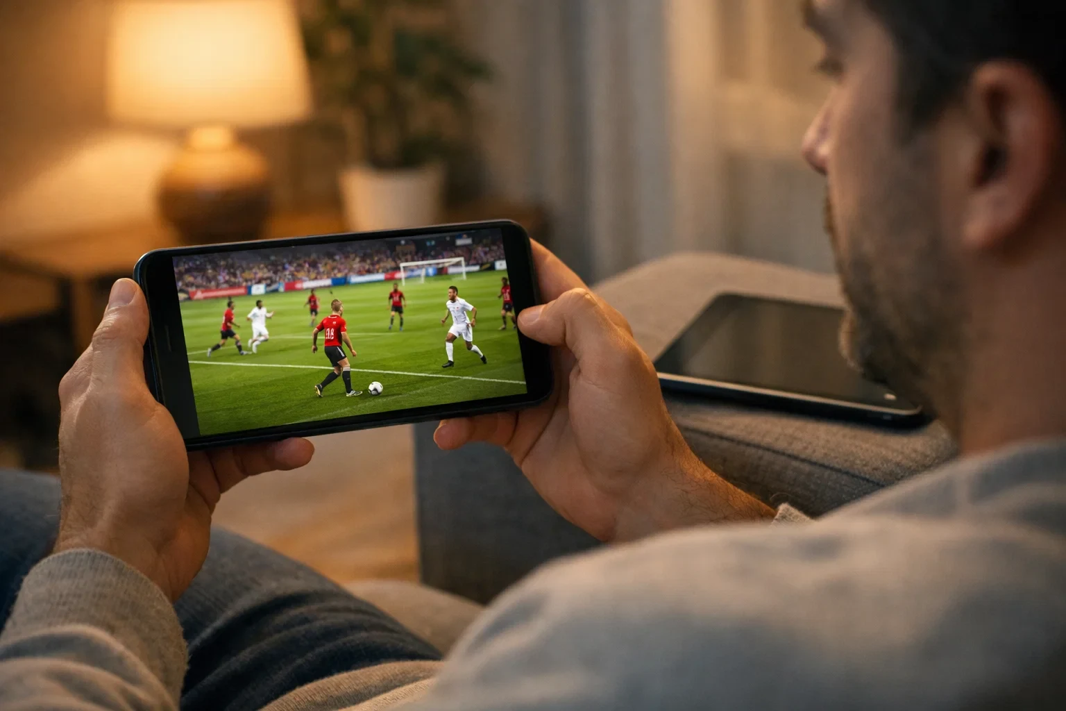 Streaming di una partita di calcio su dispositivo mobile
